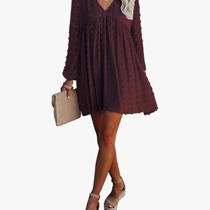 Elegant Brown Long Sleeve Dress